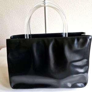 Prada Patent Leather Satchel Bag Black